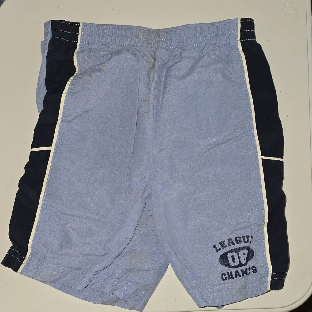 Carters Boys Elastic Waist Light Blue & Navy Boys Athletic Shorts 24 M